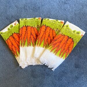 Vintage 1970s Farm Carrot Kitchen Towels Set of 4